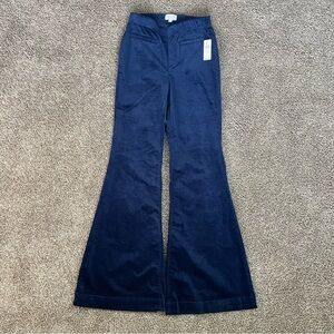 Anthropologie Pilcro Pull-On Mid-Rise Retro Flare Velvet Pants Blue Size 26 NWT
